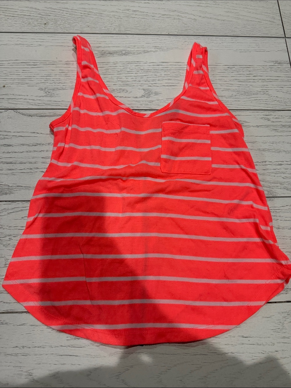 Rue21 Neon Coral Striped Pocket Tank